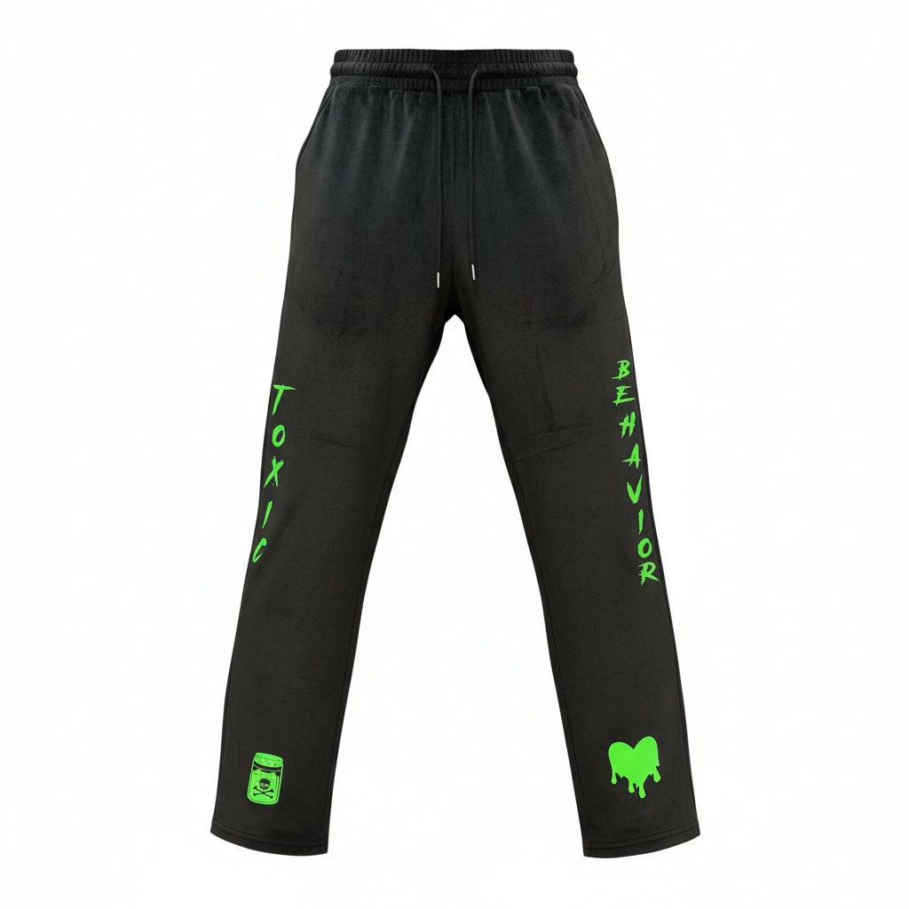 Women Glow In Dark "Toxic Behavior" Toxic Green Velour Sweat Suit Set